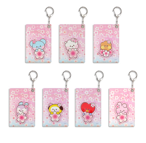 BT21 Leather Patch Card Holder Cherry Blossom Ver