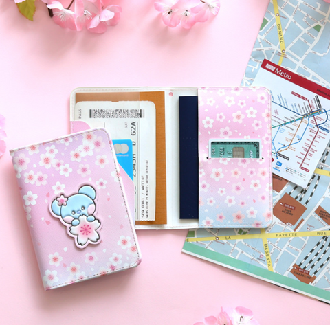 BT21 Leather Patch Passport Cover S Size Cherry Blossom Ver