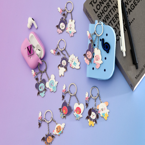 BTS BT21 Official Goods ANGEL & VILLAIN Metal Keyring