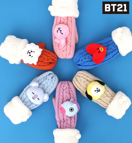 BTS BT21 Official Winter Knitted Doll Mitten Touchscreen Gloves