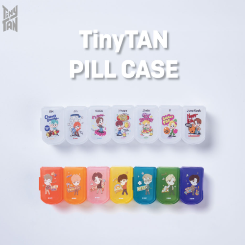  BTS Merchandise Official Licensed Kpop Merch - TinyTAN  Character Daily Portable Detachable Pill Organizer Dispenser Vitamin Case  Medicine Box (Dynamite) : Health & Household
