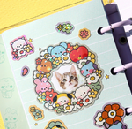 bt21 happy flower hologram sticker